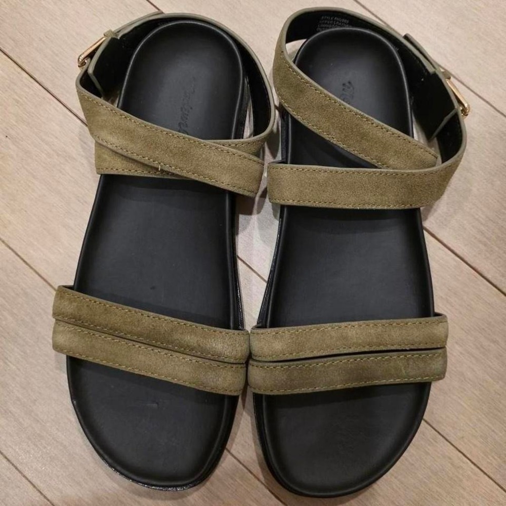 Madewell The Kiera Strappy Sandal Olive Green Suede NU903 Womens 7